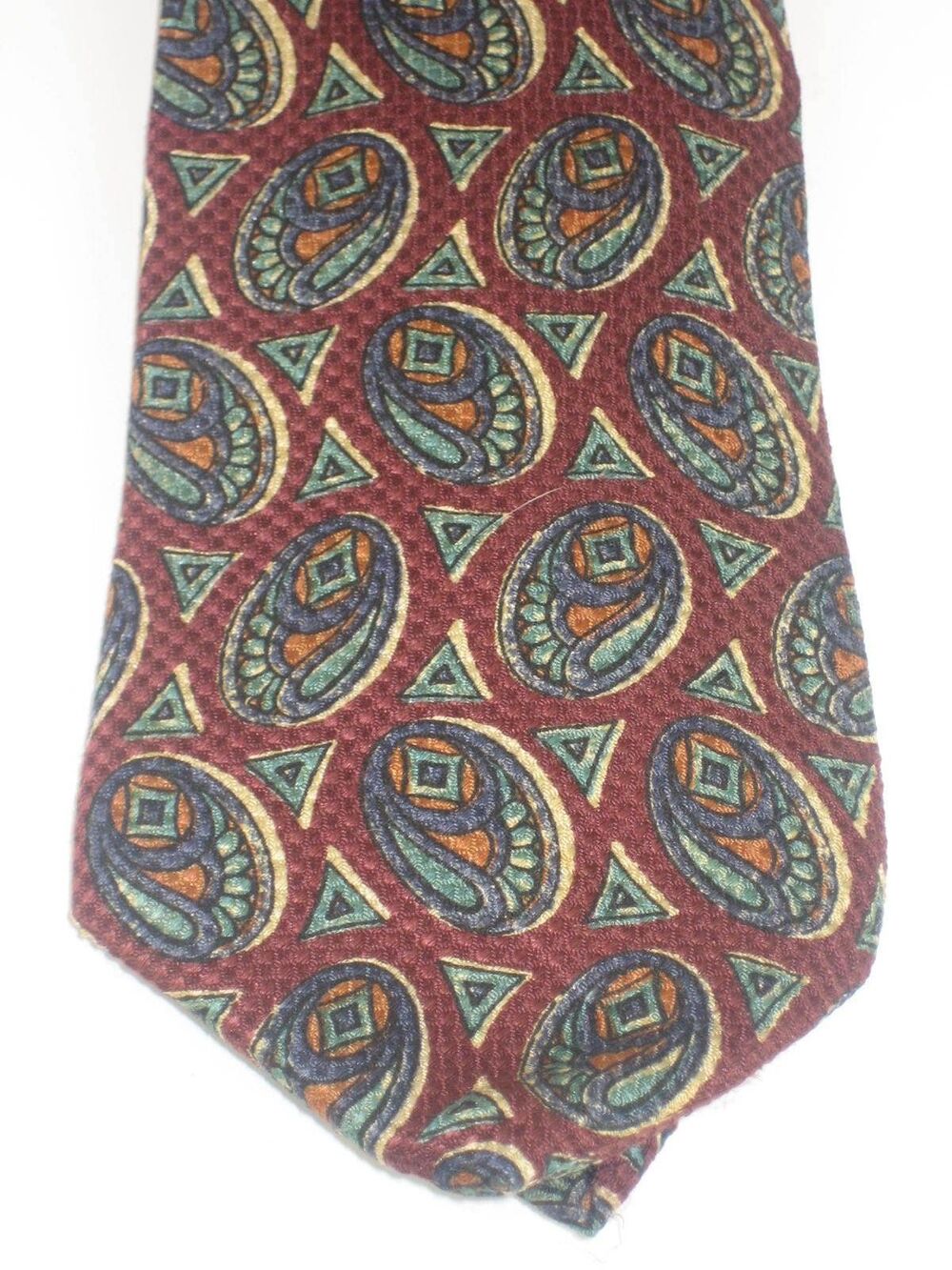 Rooster Maroon Geometric Design 100% Silk Necktie